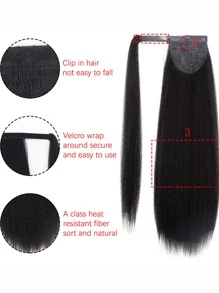 Tóc đuôi ngựa thẳng tổng hợp Yaki - màu đen - Xem 3