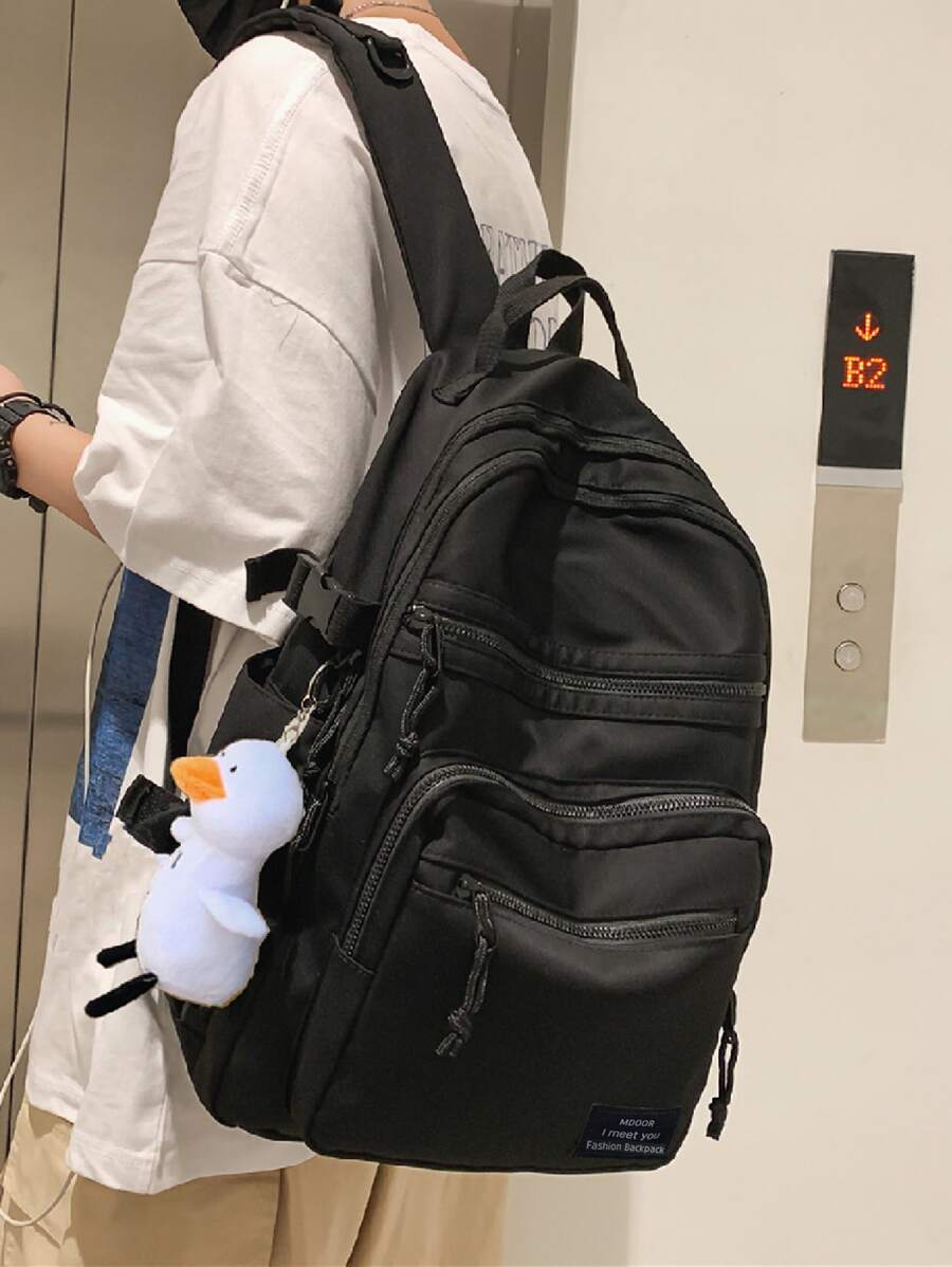 Nhẹ, dành cho doanh nhân, công suất lớn, khóa mở không thấm nước Trang trí ba lô chức năng với túi hoạt hình quyến rũ dành cho nữ tuổi teen Sinh viên đại học, công nhân cổ trắng Hoàn hảo cho trường học, đại học, công việc, kinh doanh, đi làm, trở lại trường học cho các cô gái tuổi teen Sinh viên đại học, Tân binh & Công nhân cổ trắng Hoàn hảo cho Văn phòng, Đại học, Công việc, Kinh doanh, Đi làm, Ngoài trời, Du lịch, Đi chơi - màu đen - Xem 1