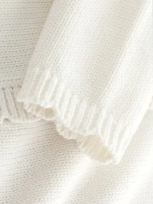 Baby Scallop Trim Button Front Cardigan - White - View 3