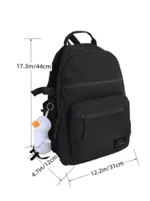 Nhẹ, dành cho doanh nhân, công suất lớn, khóa mở không thấm nước Trang trí ba lô chức năng với túi hoạt hình quyến rũ dành cho nữ tuổi teen Sinh viên đại học, công nhân cổ trắng Hoàn hảo cho trường học, đại học, công việc, kinh doanh, đi làm, trở lại trường học cho các cô gái tuổi teen Sinh viên đại học, Tân binh & Công nhân cổ trắng Hoàn hảo cho Văn phòng, Đại học, Công việc, Kinh doanh, Đi làm, Ngoài trời, Du lịch, Đi chơi - màu đen - Xem 3