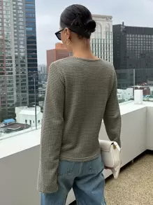 DAZY 實色圓領t恤 - 軍綠色 - 查看 2
