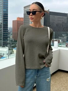 DAZY 實色圓領t恤 - 軍綠色 - 查看 4