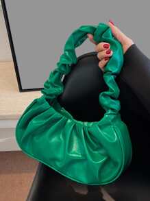 Minimalist Ruched Bag - Olive Green - View 6