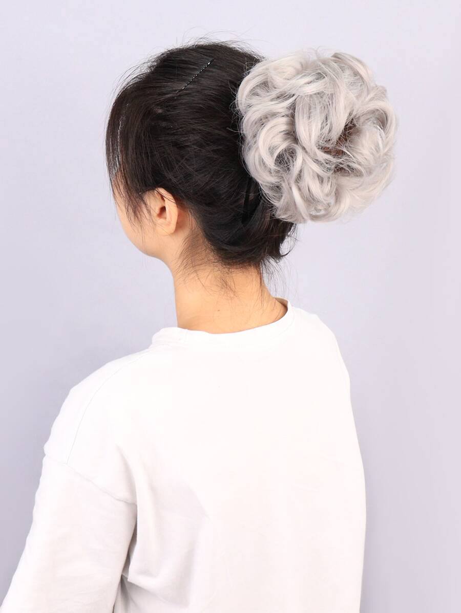 Tóc đuôi ngựa xoăn ngắn, tóc giả trang trí giản dị và tối giản - Xám - Xem 1