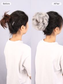 Tóc đuôi ngựa xoăn ngắn, tóc giả trang trí giản dị và tối giản - Xám - Xem 3