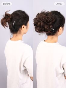 Peluca sintética resistente al calor con clip para agarrar, bolsa de cabello en coleta marrón, de alta calidad para uso diario, aspecto natural, buena calidad, sintética y suave, para mujer y cosplay - Café integral - Ver 3