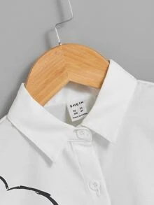 SHEIN 小女童標語圖案襯衫不附吊帶上衣