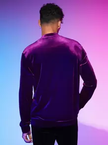 Manfinity RebelGame Men Velvet Solid Sweatshirt - Violet Purple - View 2