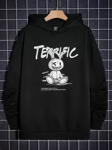 GENTILAND Áo nỉ Nam Slogan Hoạt hình Giải trí - màu đen - Xem 1