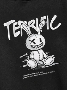 GENTILAND Áo nỉ Nam Slogan Hoạt hình Giải trí - màu đen - Xem 3