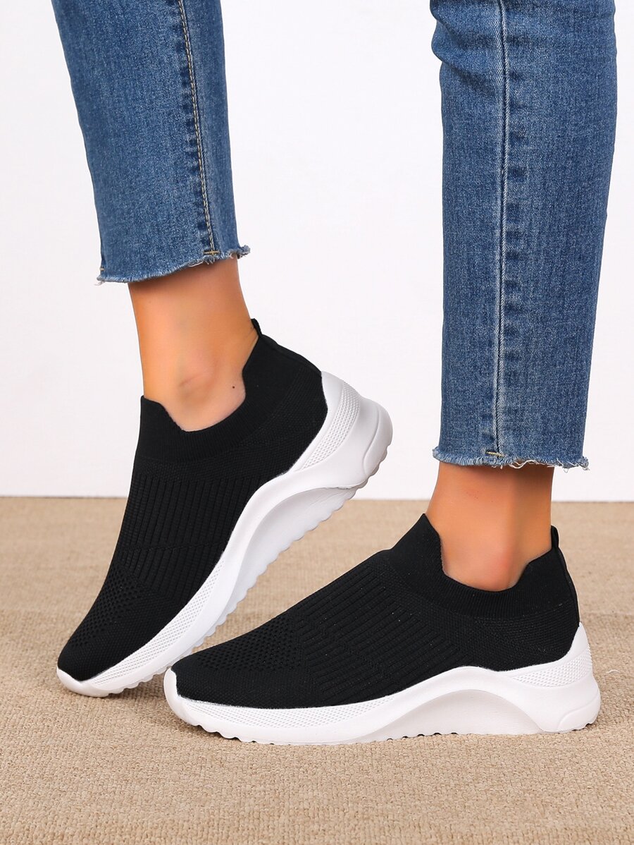 Zapatillas blancas para mujer, simples y prácticas, multifuncionales - Negro - Ver 1