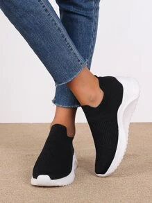 Zapatillas blancas para mujer, simples y prácticas, multifuncionales - Negro - Ver 5