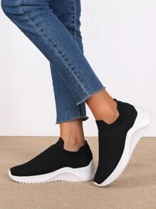 Zapatillas blancas para mujer, simples y prácticas, multifuncionales - Negro - Ver 7