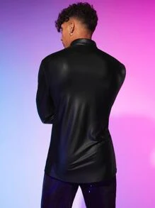 Manfinity VCAY Men Solid Button Front Shirt - Black - View 2