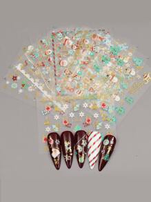 FULL BEAUTY 12sheets Christmas Elements Nail Art Sticker - Multicolor - View 1