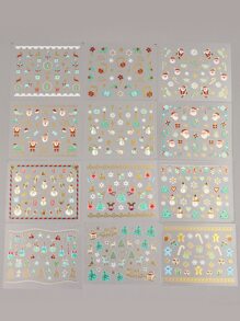 FULL BEAUTY 12sheets Christmas Elements Nail Art Sticker - Multicolor - View 2