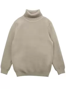 CUNYI 男孩1入組素色高領加絨內裏套頭毛衣 - 卡其色 - 查看 3