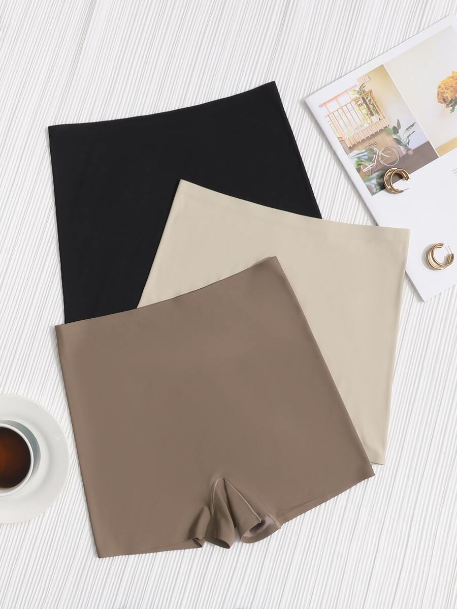 Women's Casual Comfy Fabric Plain Multicolor Medium Stretch Boyshorts Underwear Twin Pack - Multicolor - View 1