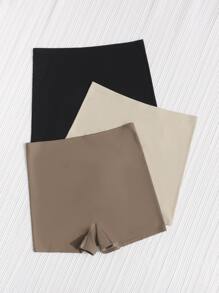 Women's Casual Comfy Fabric Plain Multicolor Medium Stretch Boyshorts Underwear Twin Pack - Multicolor - View 4