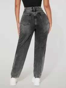 SHEIN PETITE Women Jeans  Thickened Denim - Dark Grey - View 2