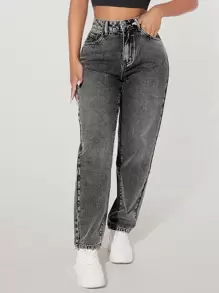 SHEIN PETITE Women Jeans  Thickened Denim - Dark Grey - View 6