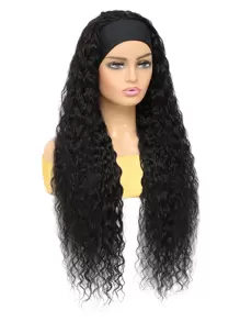 Water Wave Headband Wig Natural Black Color Wet and Wavy Brazilian Virgin Human Hair Machine Made Wig 150% Density 22-28 inches - SNatural - View 5