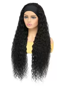 Water Wave Headband Wig Natural Black Color Wet and Wavy Brazilian Virgin Human Hair Machine Made Wig 150% Density 22-28 inches - SNatural - View 4