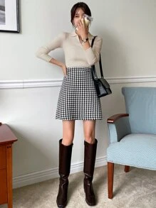 DAZY Solid Ribbed Knit Jumper - Apricot - View 4