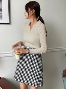 DAZY Solid Ribbed Knit Jumper - Apricot - View 6