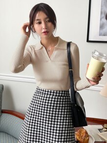 DAZY Solid Ribbed Knit Jumper - Apricot - View 8