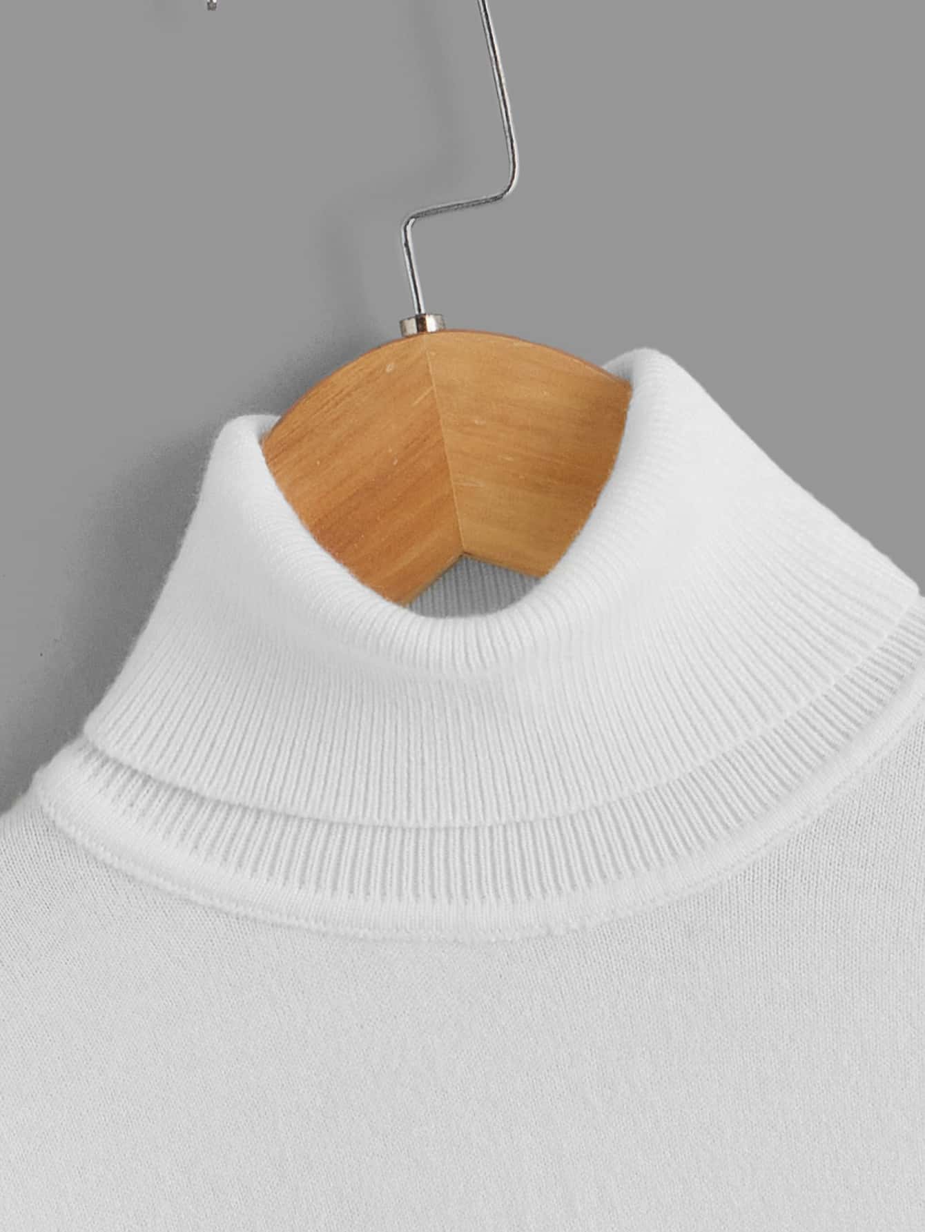 SHEIN Boys Turtleneck Ribbed Knit Jumper - White - View 4