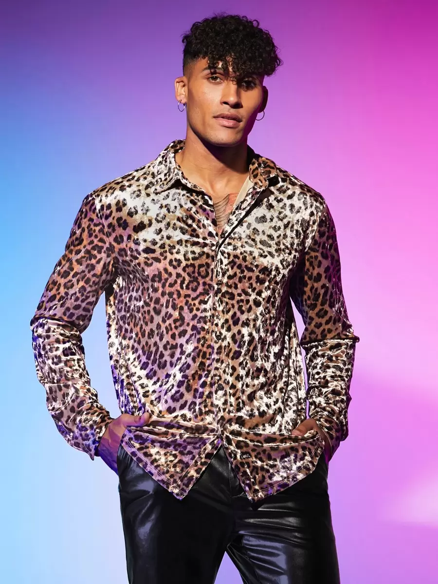 Manfinity RebelGame Men Leopard Print Shirt - Multicolor - View 1