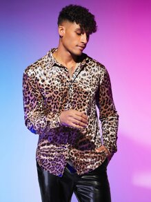 Manfinity RebelGame Men Leopard Print Shirt - Multicolor - View 6
