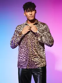 Manfinity RebelGame Men Leopard Print Shirt - Multicolor - View 7
