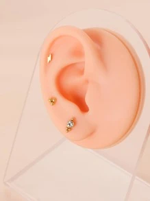 3pcs Lightning & Rhinestone Decor Stud Earring