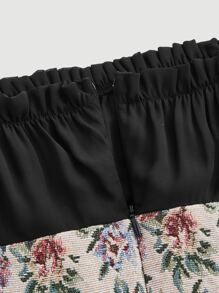 SHEIN MOD Flounce Sleeve Ruched Bust Floral Print 2 In 1 Dress - Black - View 4