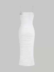 SHEIN MOD Đầm Xù Chuỗi màu trơn Thanh lịch - trắng - Xem 5