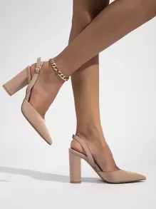 Women's Pointed Toe High Heel Pumps With Ankle Strap, Slip-Resistant, Durable, Comfortable For Party, Daily, Casual Wear, Spring/Autumn - Apricot - View 2