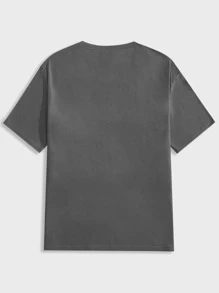 ROMWE MEN Street Life Men Letter & Skeleton Graphic Tee For Halloween, School - Dark Grey - View 2
