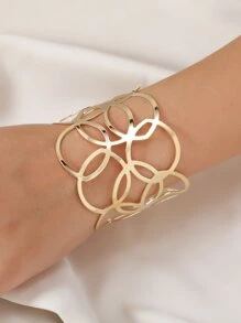 鏤空開口手鐲 - 金黃色 - 查看 1
