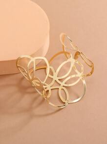 鏤空開口手鐲 - 金黃色 - 查看 3