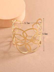 鏤空開口手鐲 - 金黃色 - 查看 4