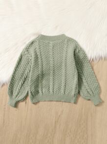 Cô Gái Trẻ Nơ mặt trước Xoắn Dan Thả vai Áo len - Màu xanh Bạc hà - Xem 2