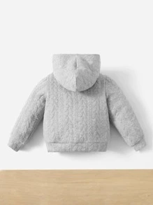 SHEIN 女婴纯色袋鼠口袋卫衣 - 淺灰色 - 查看 2