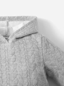 SHEIN 女婴纯色袋鼠口袋卫衣 - 淺灰色 - 查看 4