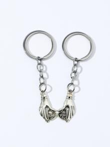 2 cái Thư Chi Tiết Trái Tim Trang Trí Móc Khóa Tay Quyến Rũ - Bạc - Xem 3