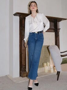 Solid Ruffle Trim Blouse - White - View 4