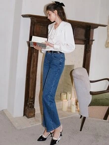 Solid Ruffle Trim Blouse - White - View 5