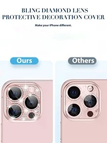 1 張水鑽裝飾手機鏡頭保護膜，相容於 iPhone15/15Plus/15Pro/15Promax - 粉色 - 查看 3