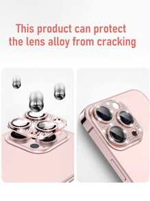 1 張水鑽裝飾手機鏡頭保護膜，相容於 iPhone15/15Plus/15Pro/15Promax - 粉色 - 查看 4